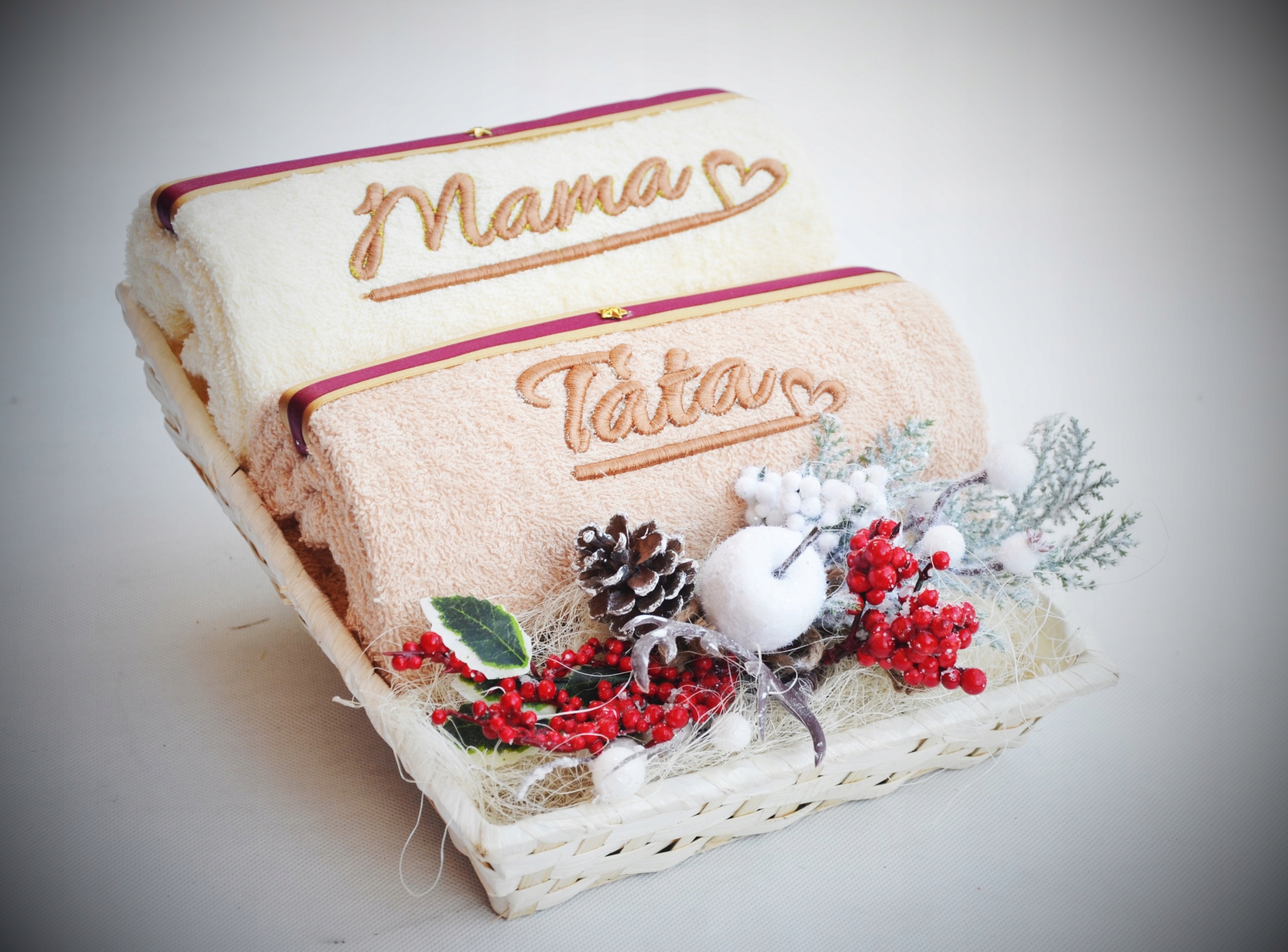 Prezent na Boże Narodzenie Ręczniki Mama Tata Marka FM