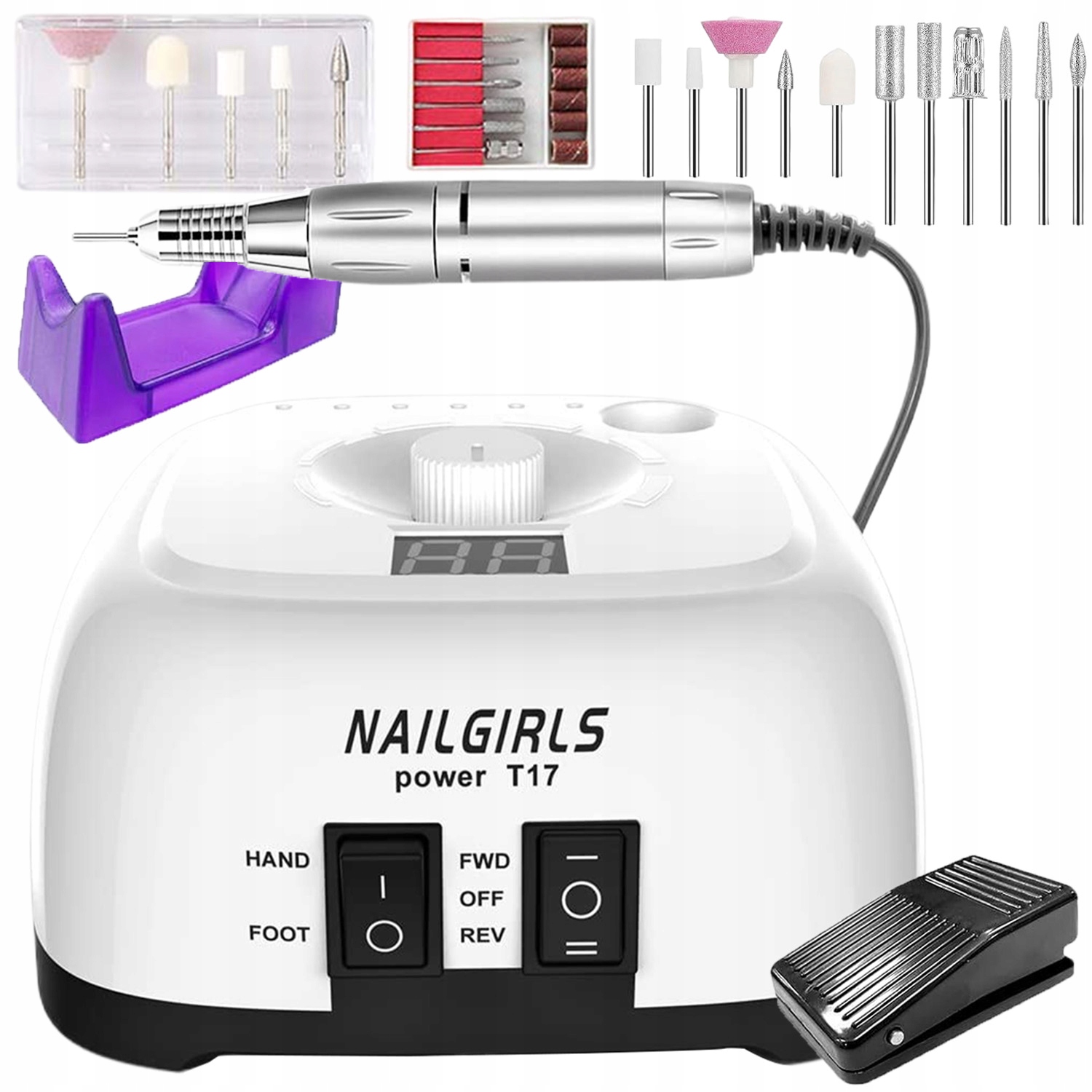 Bruska Na Nehty Manikúra Pedikúra Hybridní Gely Velká Sada Fréz