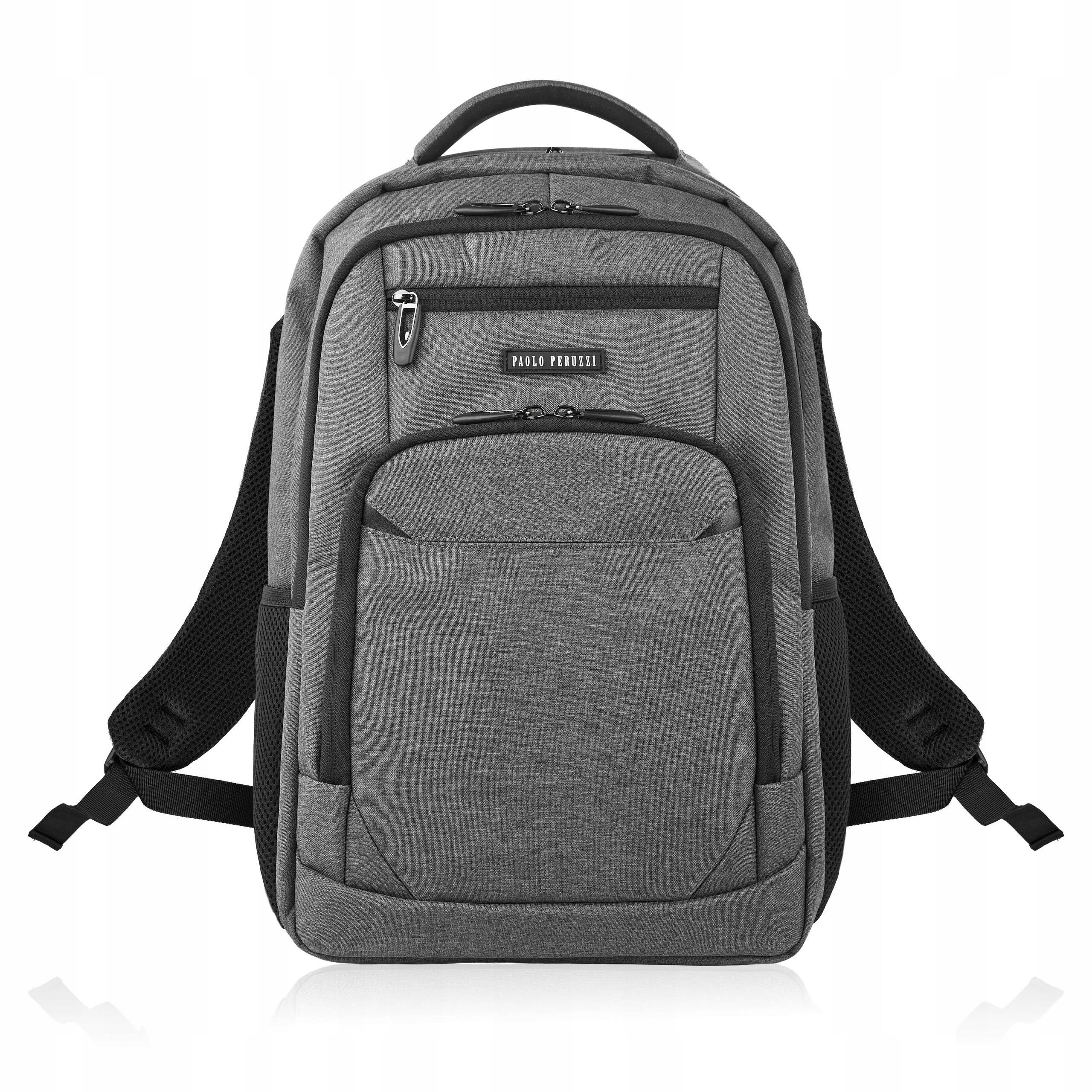 Plecak męski na laptopa podróżny do biura wodoodporny szary Paolo Peruzzi
