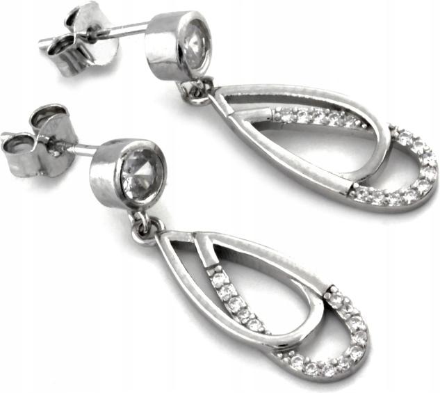 Dámské závěsné stříbrné náušnice 925 dlouhé s jasnými zirkony