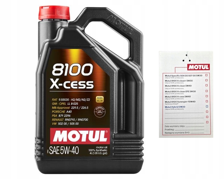 Olej silnikowy Motul 8100 X-cess 5W40 4L Psa RN0700 710 104256 Zawie