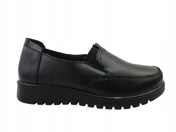 Skotnicki Damskie Półbuty Czarne Skórzane Wsuwane Mokasyny 41