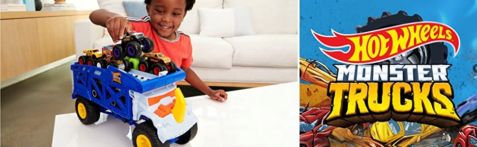 HOT WHEELS MONSTER TRUCK TRANSPORTER RINO RIG Płeć chłopcy
