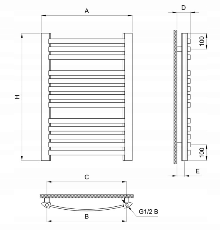 GRZEJNIK ŁAZIENKOWY DRABINKA 1000X570 BIAŁY 608W DIAMOND GR3 -17/50 Moc grzewcza 608 W