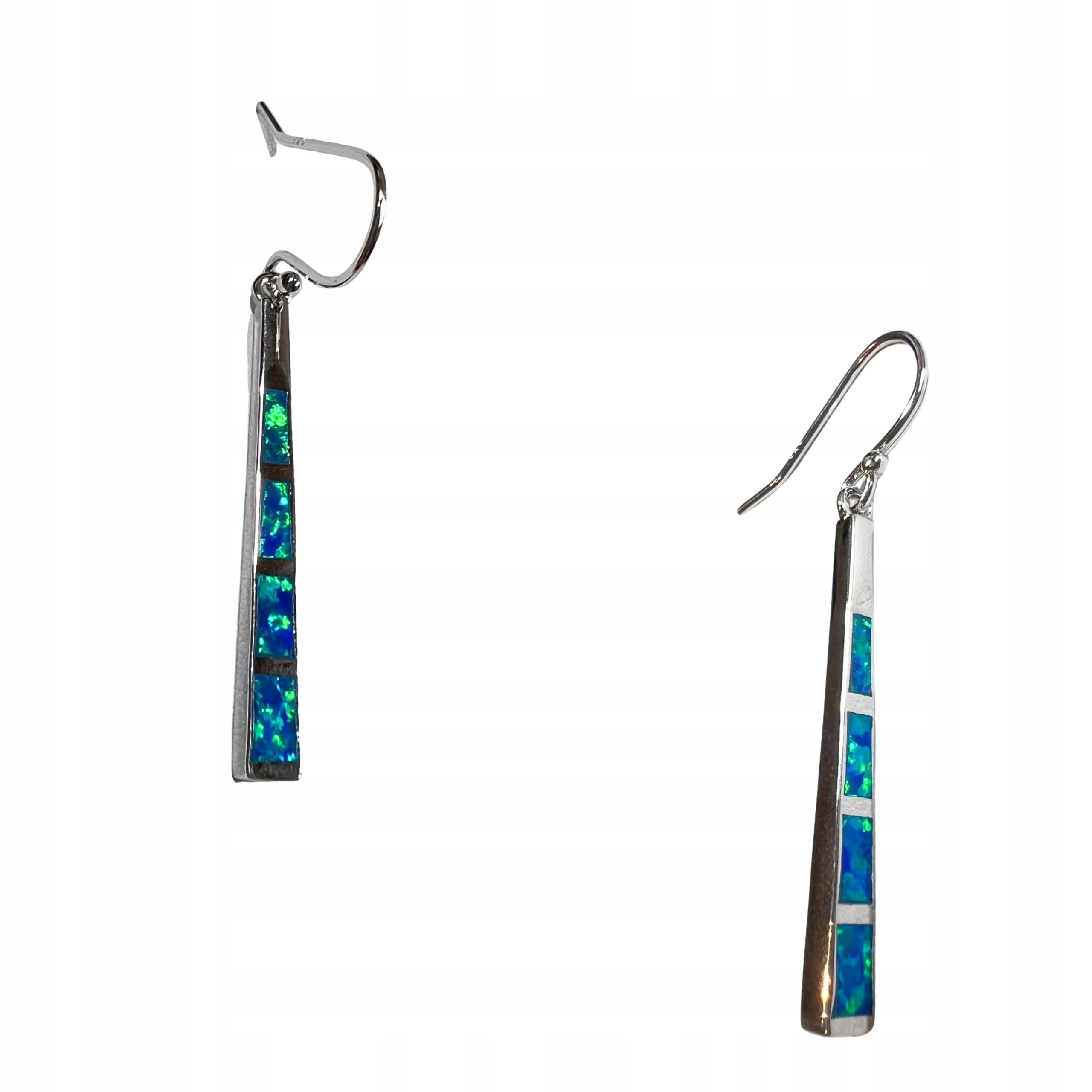 Dlouhé Stříbrné Závisné Náušnice S Modrým Opálem Stříbro 925 Pro Ni
