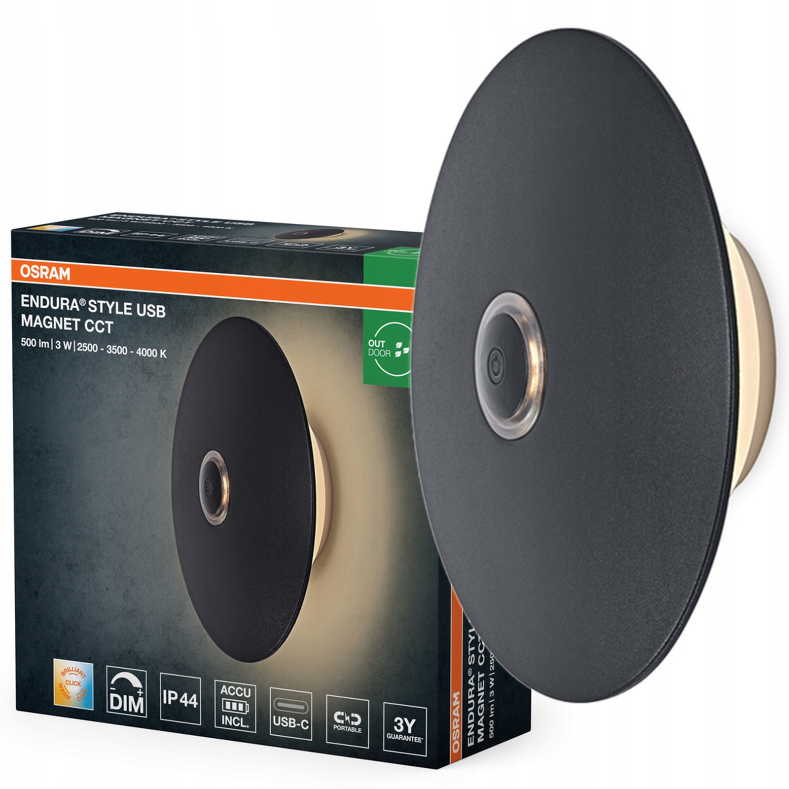 Záhradné nástenné svietidlo Vonkajšia Led lampa 3W 2500-3000-4000K Cct IP44 Endura