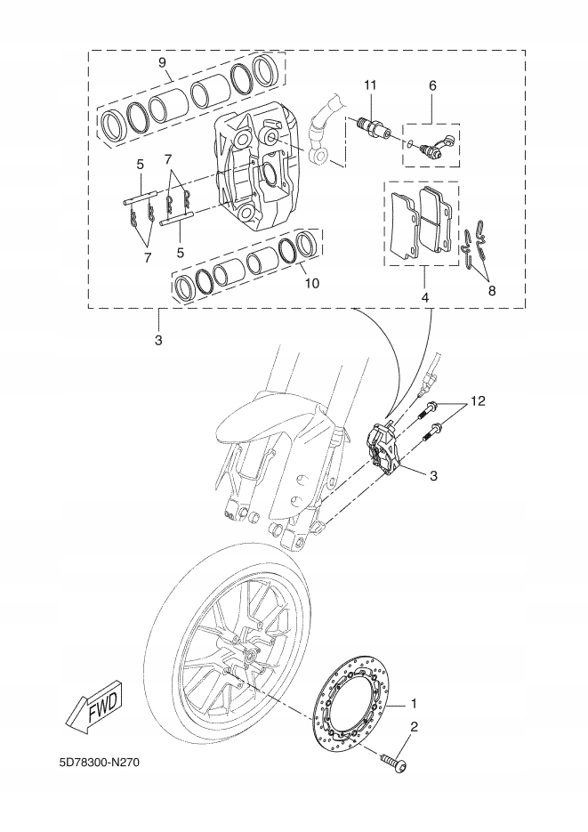 5D7-F5805-00-00 - Передние тормозные колодки Yamaha MT-125 YZF-R125