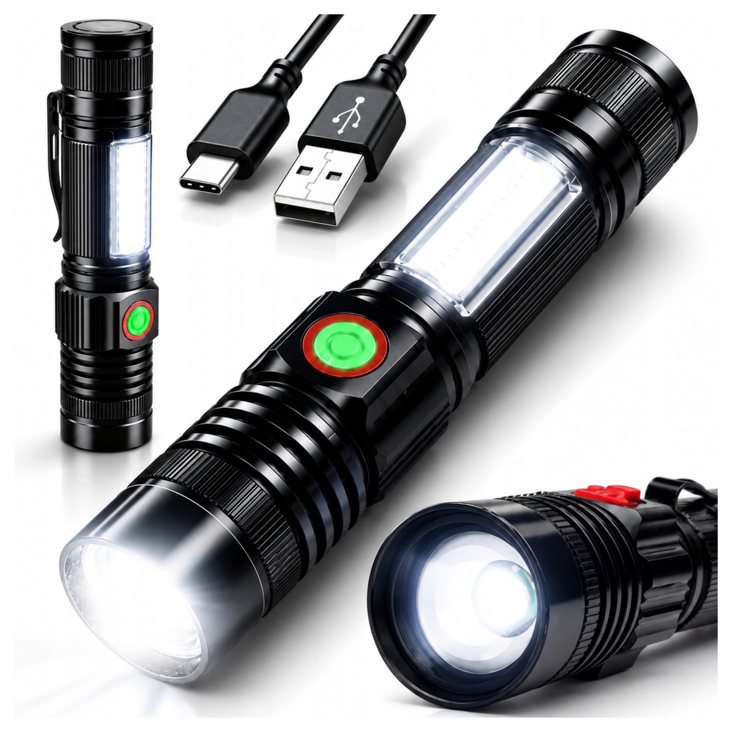 Latarka Led T6 Cob Akumulatorowa Usb z Magnesem 400 lm