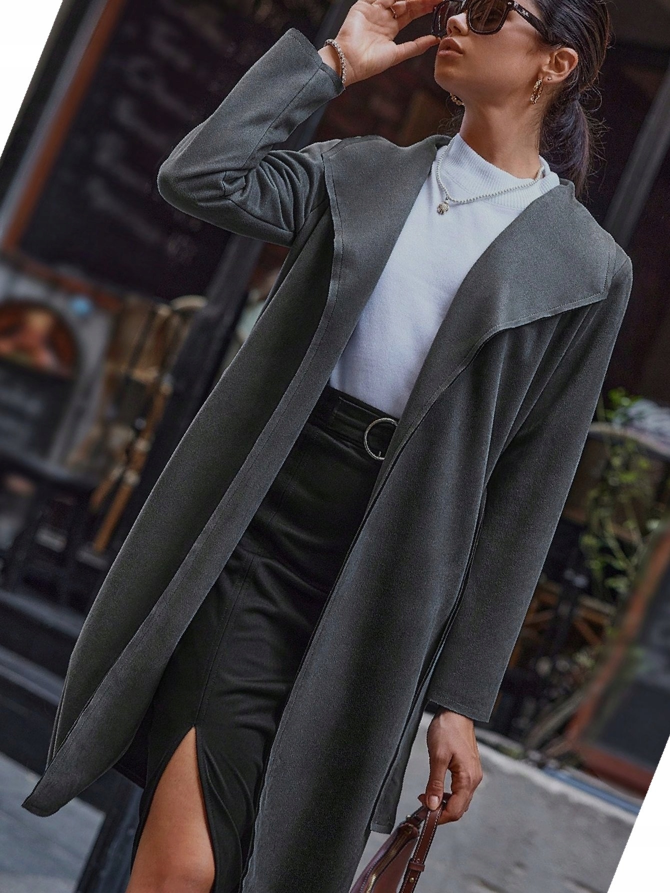 Dámský šedý semišový kabát Waterfall Výstupní L 40