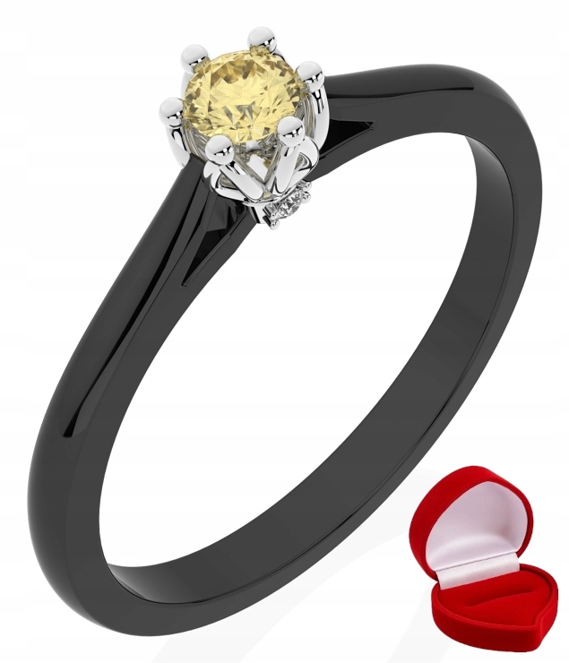 Zlatý Prstýnek 585 14k Safír 0,09 ct Černé Zlato R25