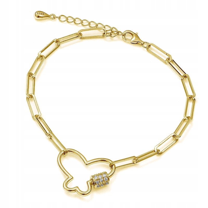 Stříbrný náramek Ag 925 pozlacená motýlek B05116