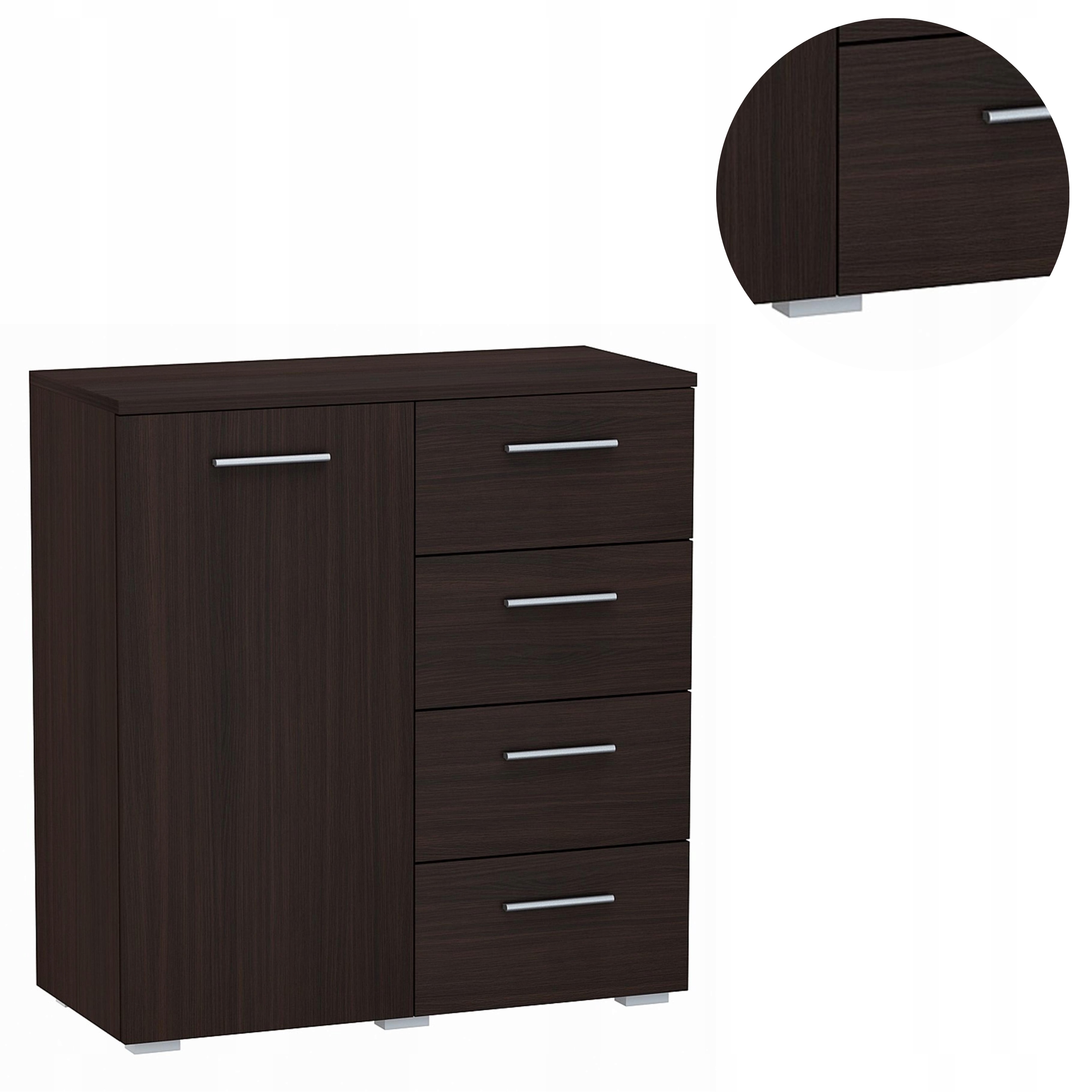 Komoda Helena 80 cm 1D4S Wenge malá šatníková skriňa na oblečenie a hračky