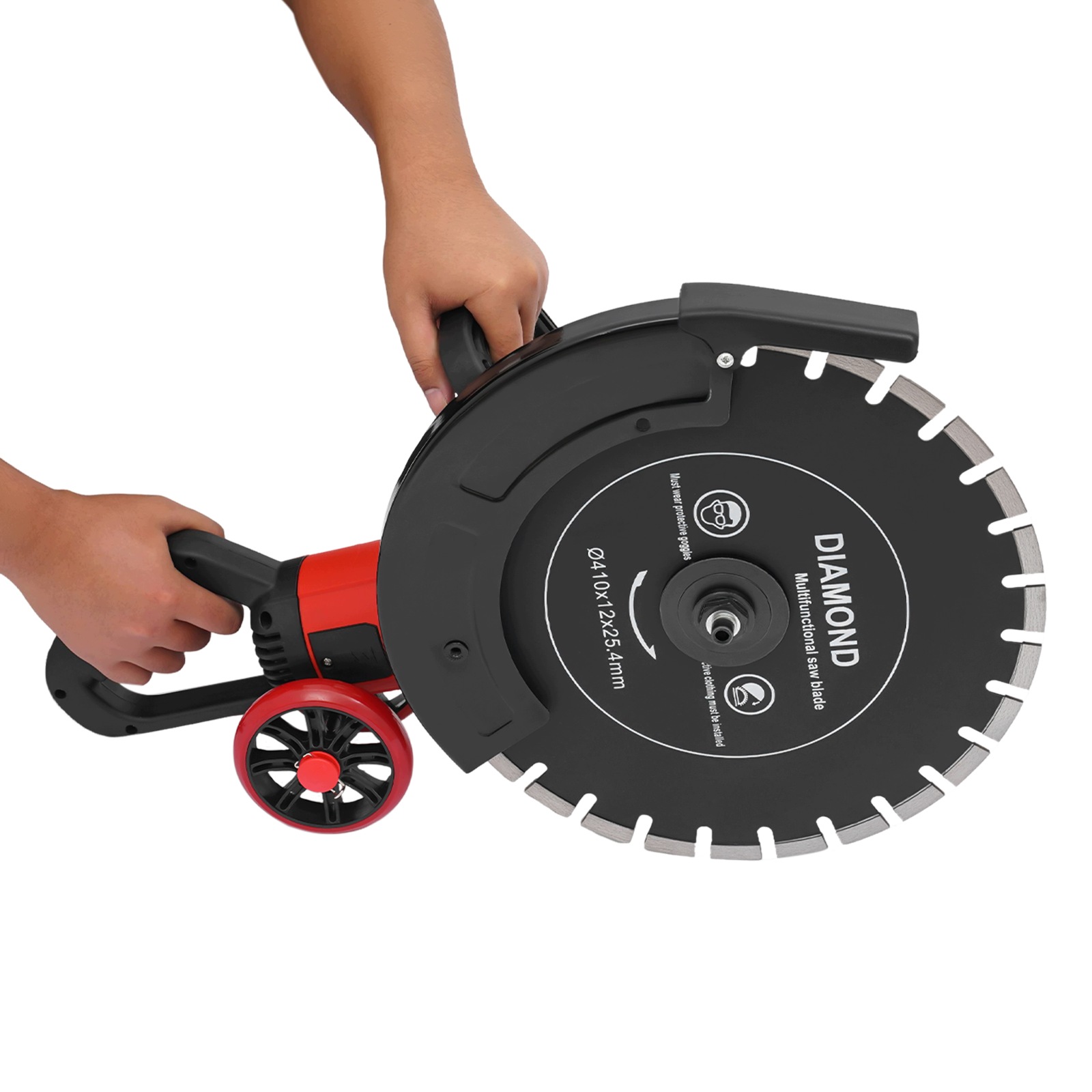 Elektrická rozbrušovací pila na beton 4000W 3000 ot./min s pojezdovým kolečkem, kotouč 410 mm