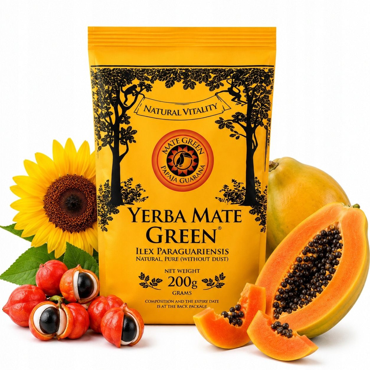 Mate Green Papaya Guarana yerba mate (szár nélkül) 200 g