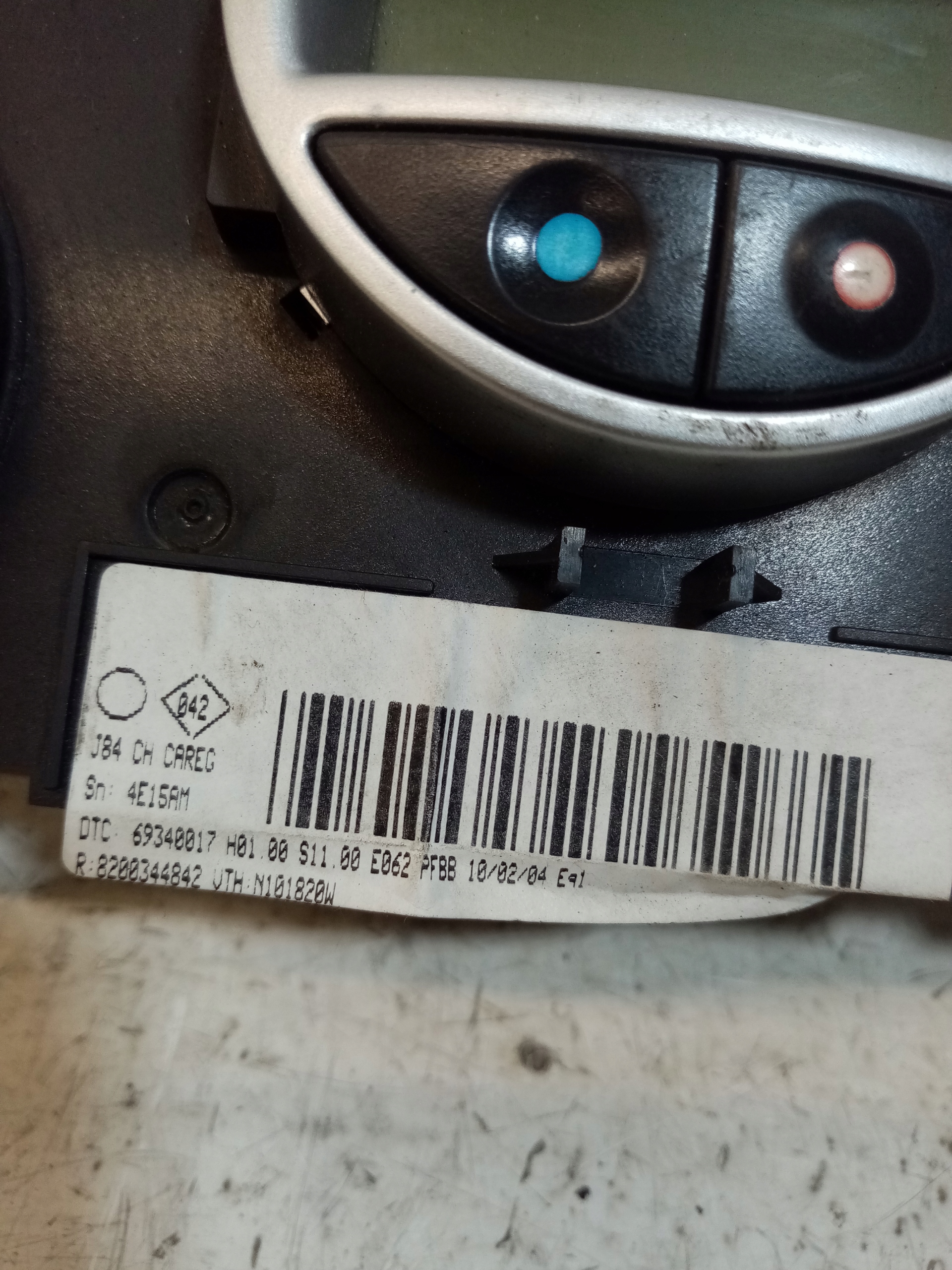 control panel air conditioning devices RENAULT SCENIC 2 2004 8200344842