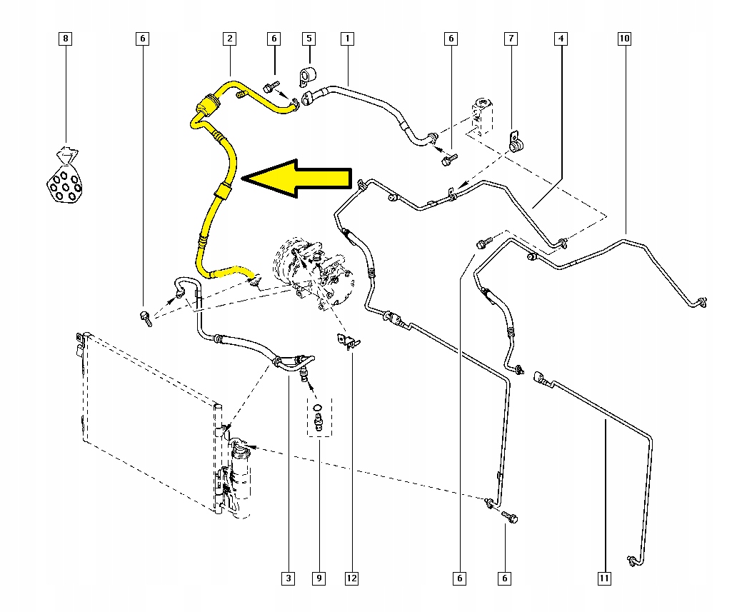 PRZEWOD RURKA KLIMATYZACJI DACIA DUSTER K42 Part number 924805330R