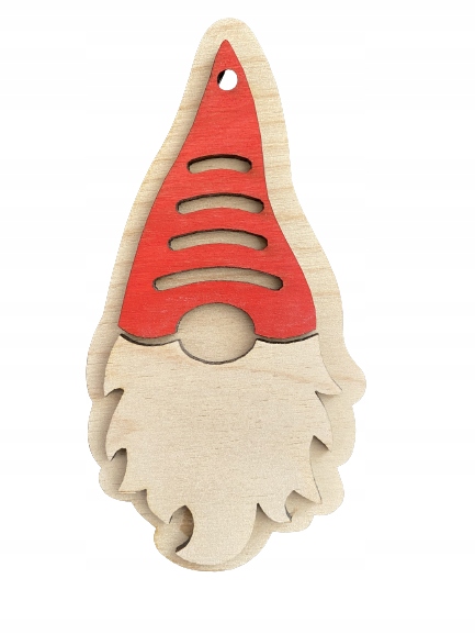 Bombka drewno 2 strony malowane czerwony choinka