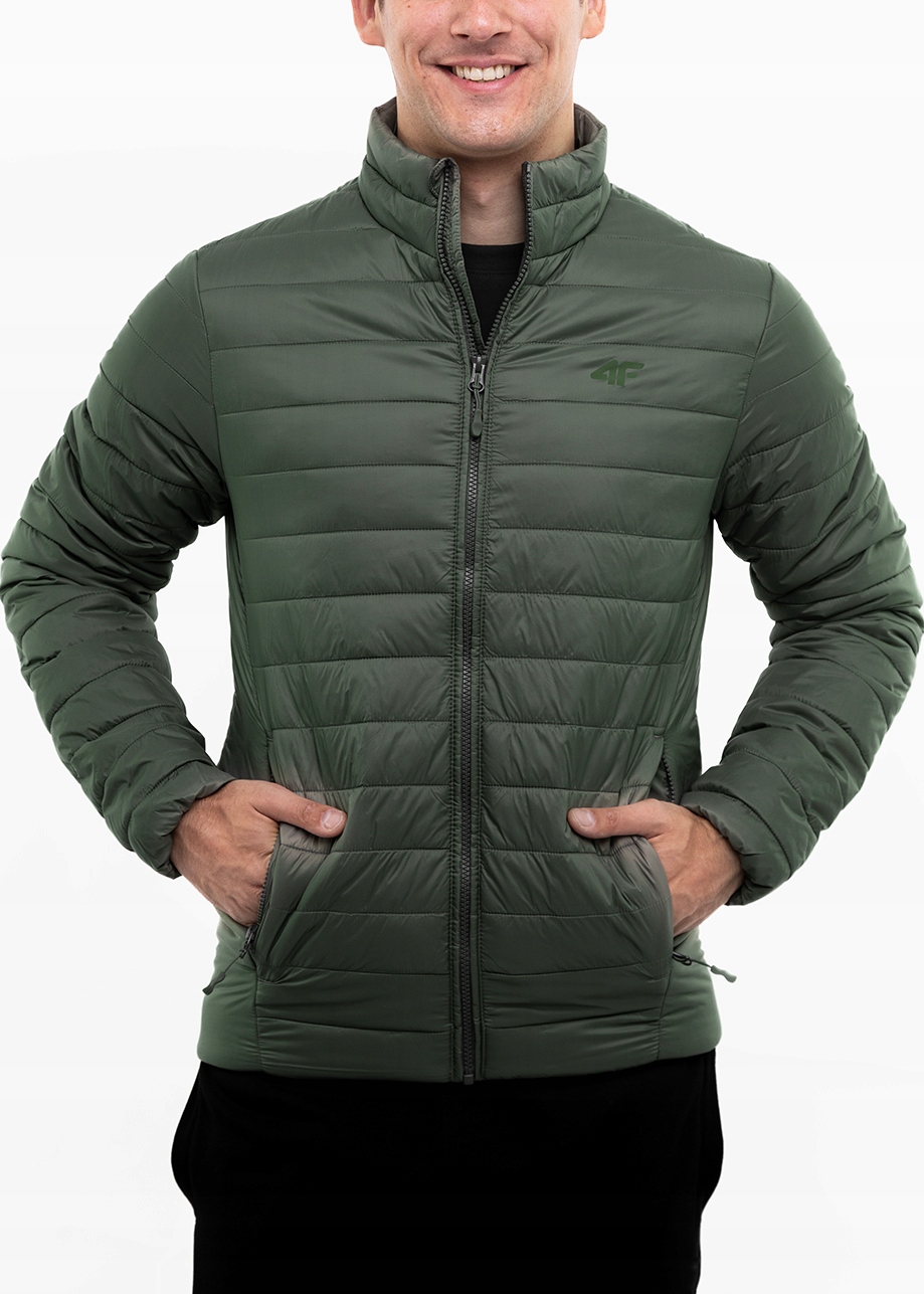 4F Pánská teplá přechodová prošívaná bunda, lehká, pohodlná, rozS