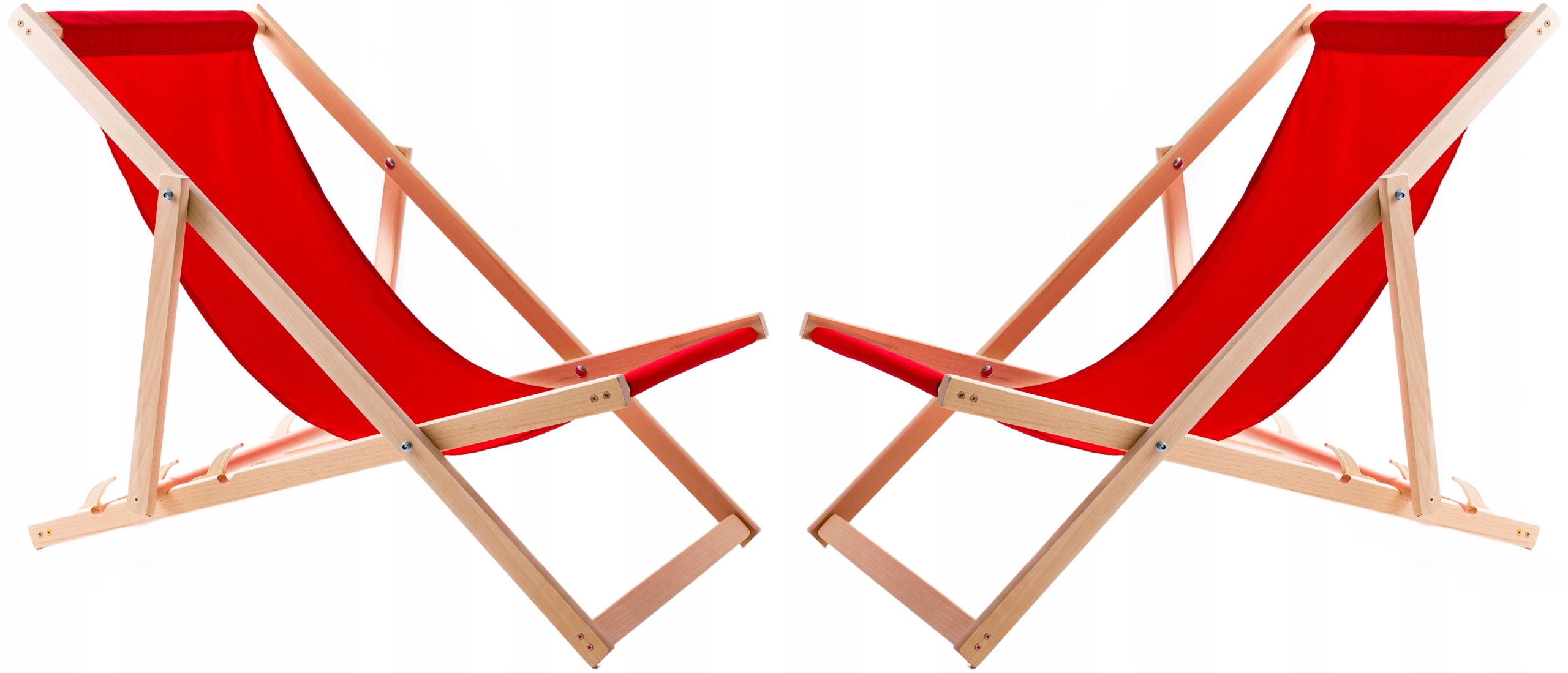 Drevené viacfarebné ležadlá 2ks Záhradné plážové ležadlá