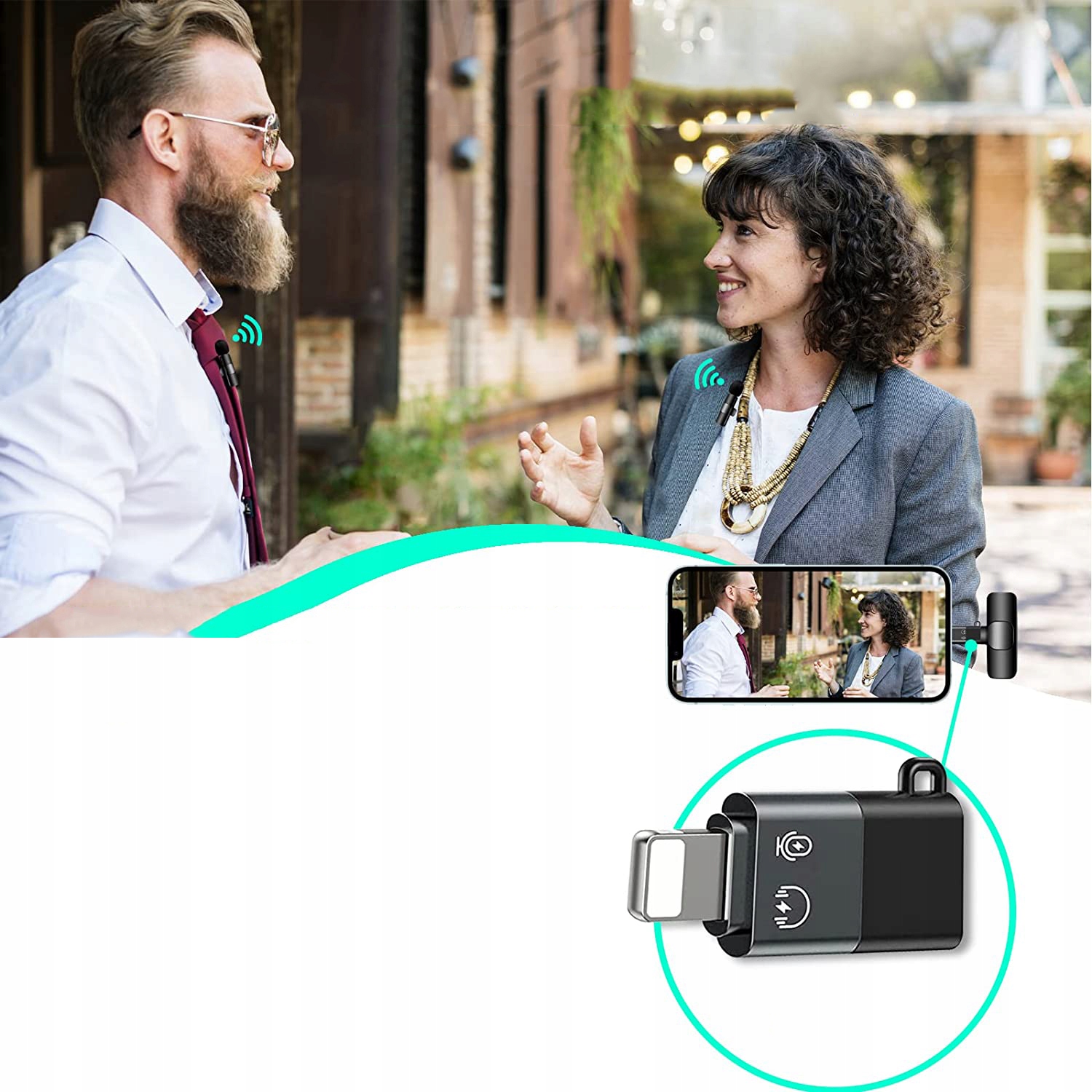 BEZPRZEWODOWY MIKROFON KRAWATOWY TYPE-C 2szt Marka bez marki