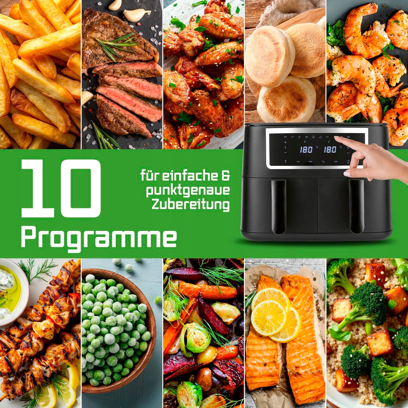 GOURMETMAXX Podwójna Frytkownica Beztłuszczowa 2x4L Z Ekranem Dotykowym — miniatura 8
