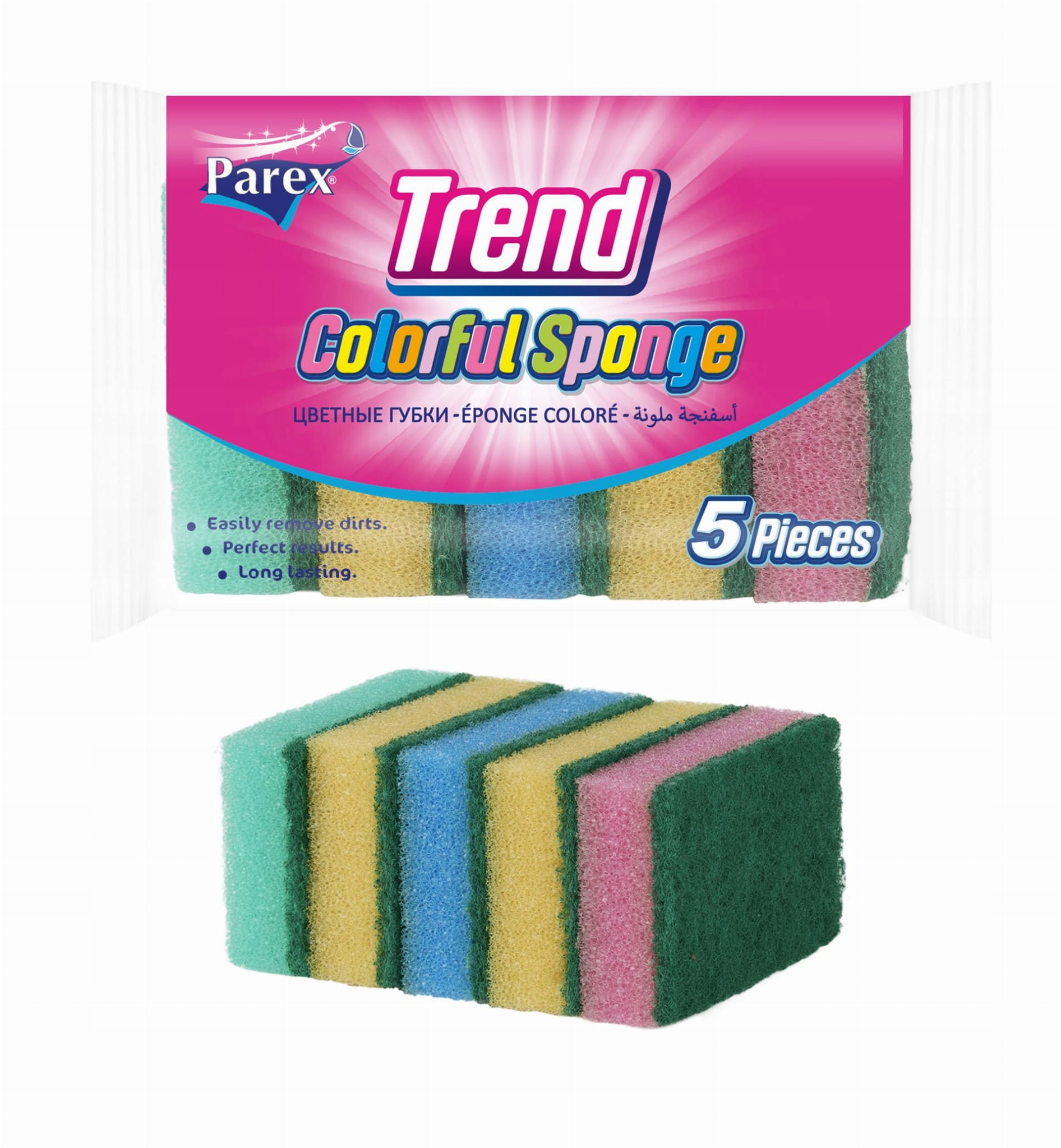 

Gąbka do naczyń kolorowa 5szt Parex Trend Colorful