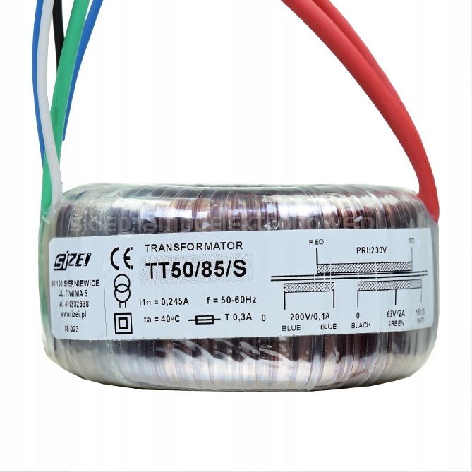 TT50/85/S Toroidní síťový transformátor Sizei