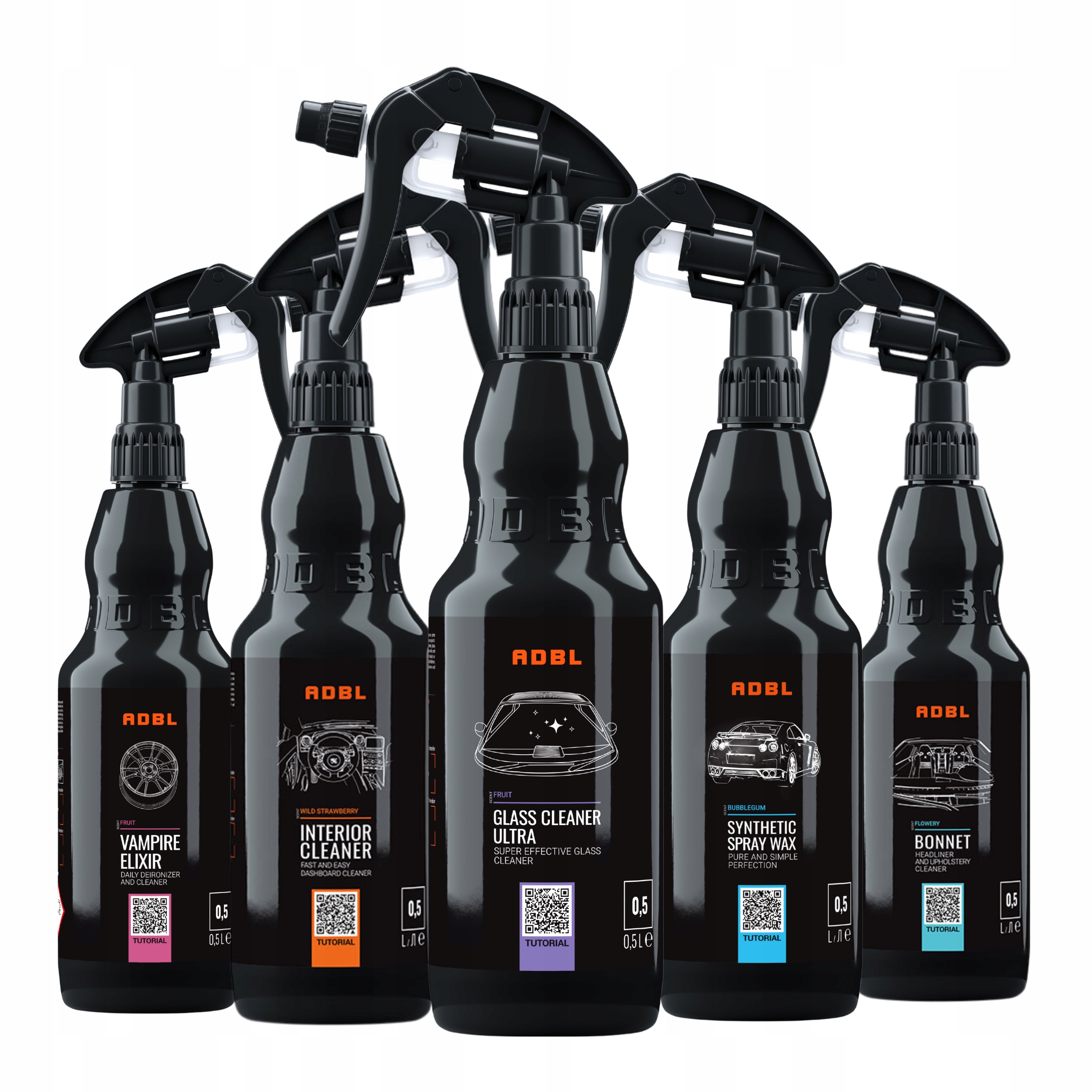 Adbl sada pro detailing celého auta, skla uvnitř ráfků a laku 5 x 500 ml