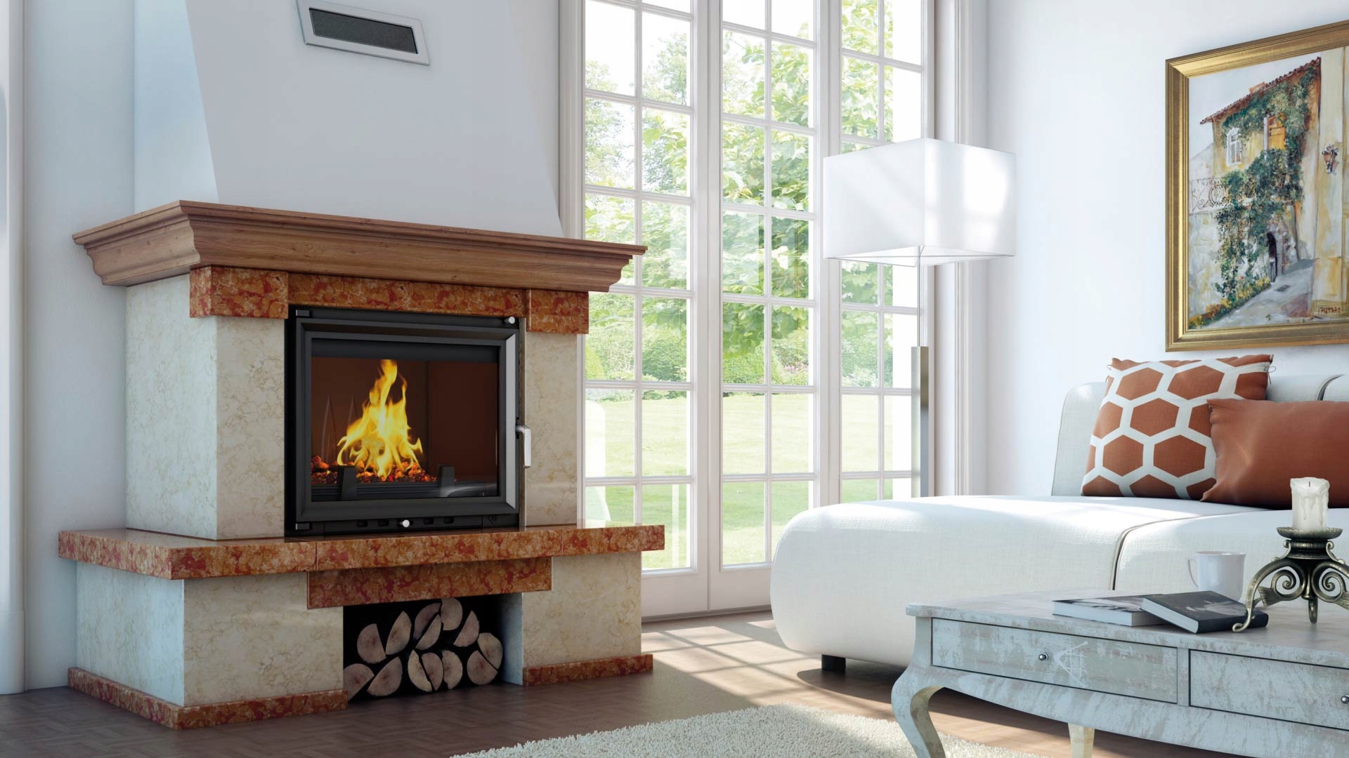 Kominek z płaszczem wodnym MAJA 8 kW fi 180 KRATKI + DOLOT GRATIS Kod producenta MAJA/PW/12/W