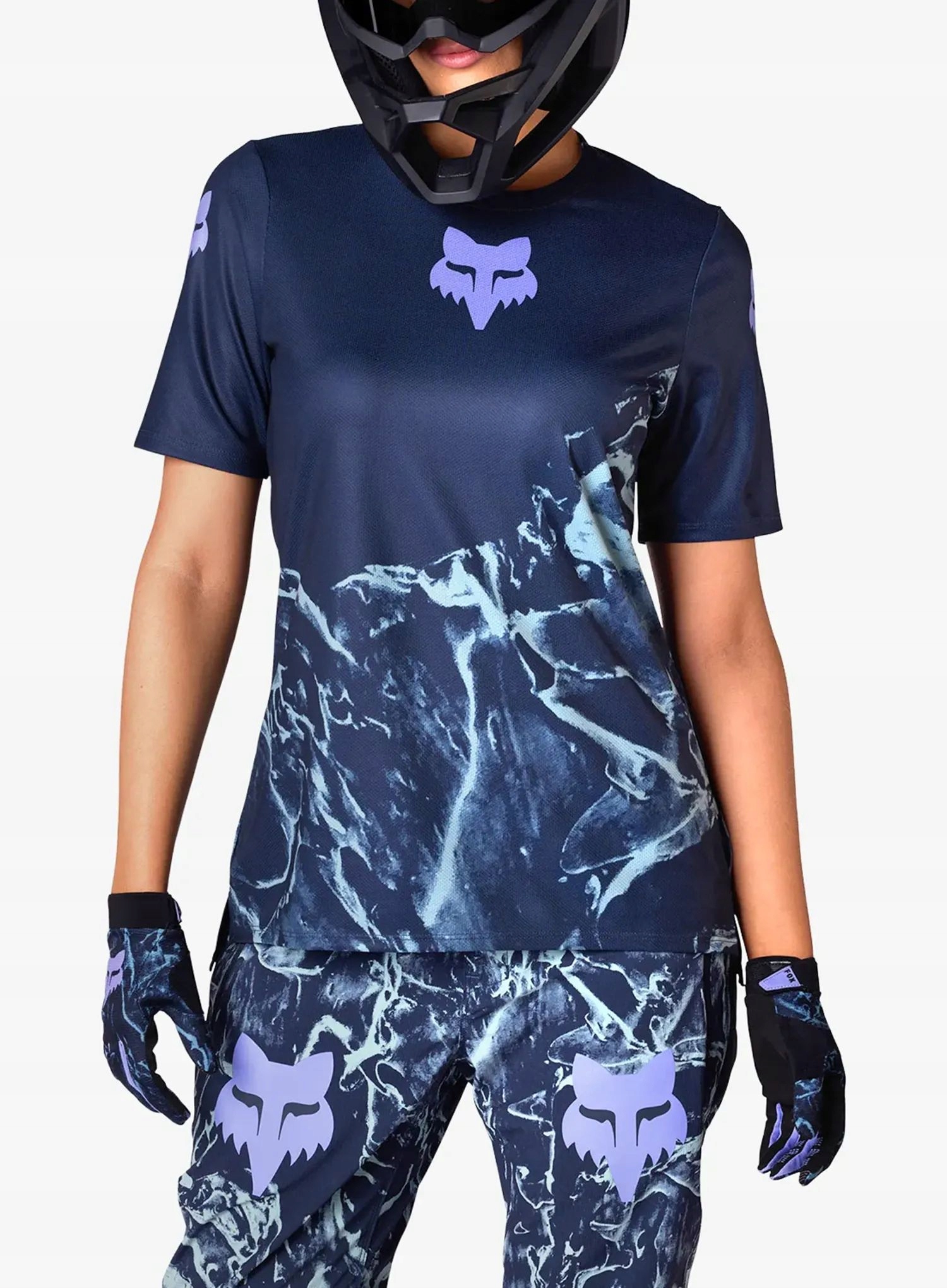 Koszulka rowerowa damska Fox Ranger Ss Jersey Img Print arctic blue M