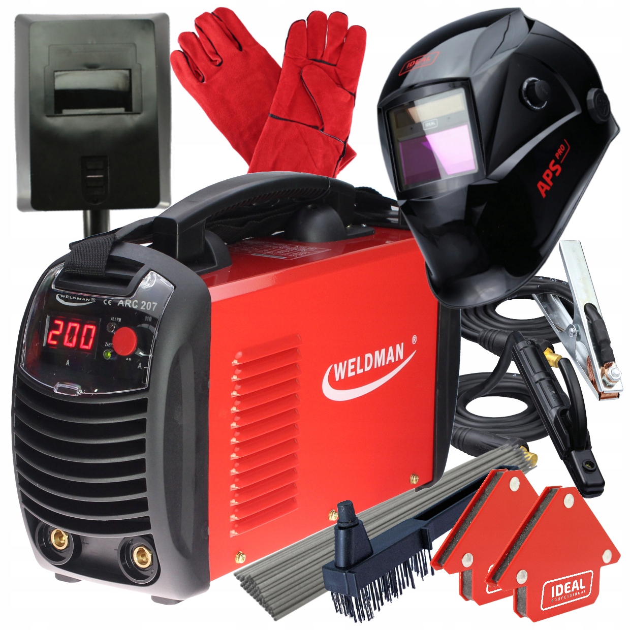 Spawarka Elektrodowa Inwerterowa Mma Tig 200A Arc 207 Weldman Zestaw