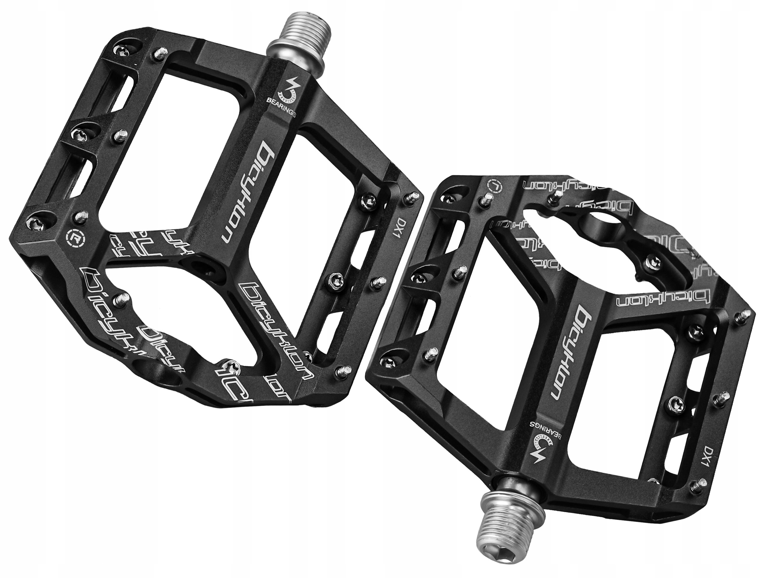 PEDAŁY ROWEROWE BICYKLON DX1 PLATFORMOWE ŁOŻYSKA MASZYNOWE CZARNE EAN (GTIN) 5905549570180