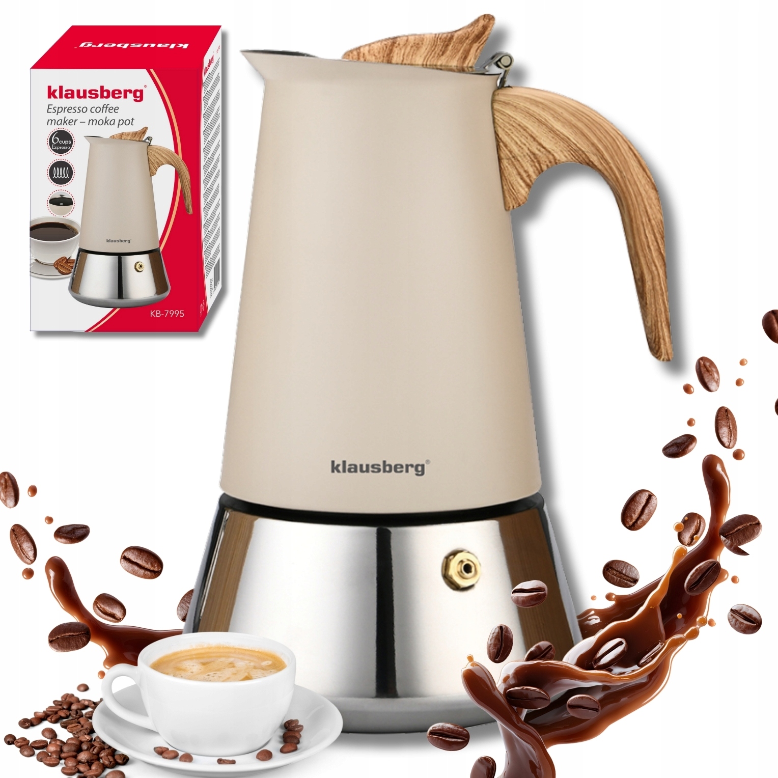 Kávovar Klausberg KB-7997 12 espresso Moka Indukce Plyn Ocel Premium