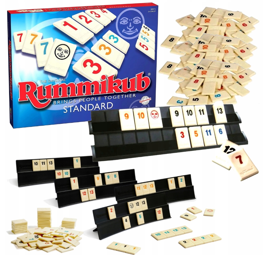Rummikub Standard Gra liczbowa planszowa logiczna rodzinna wersja 4 graczy