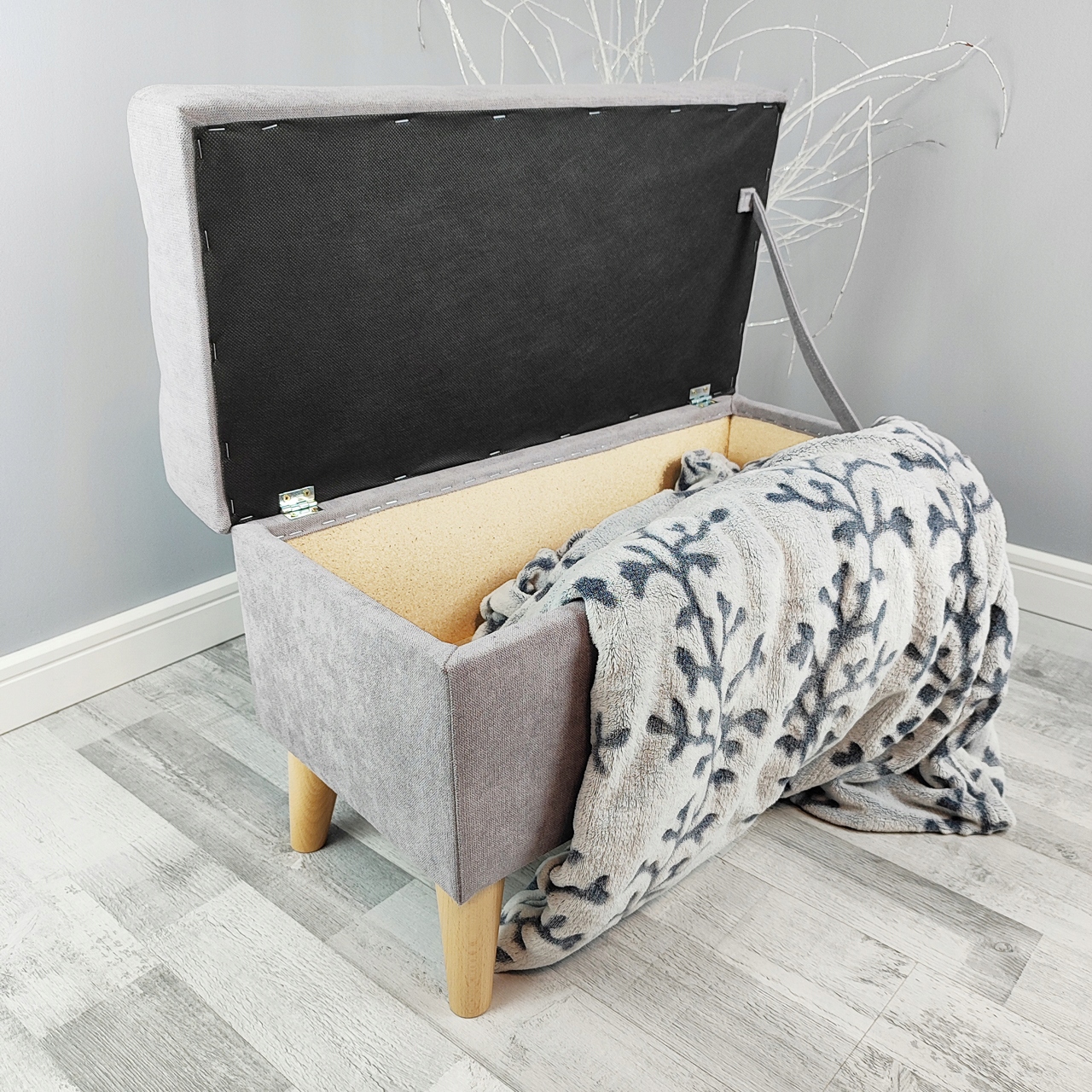 PUFA OTWIERANA 60 cm SCHOWEK ŁAWKA SKRZYNIA POJEMNIK KUFER SZARA CIEMNA Kod producenta PF60