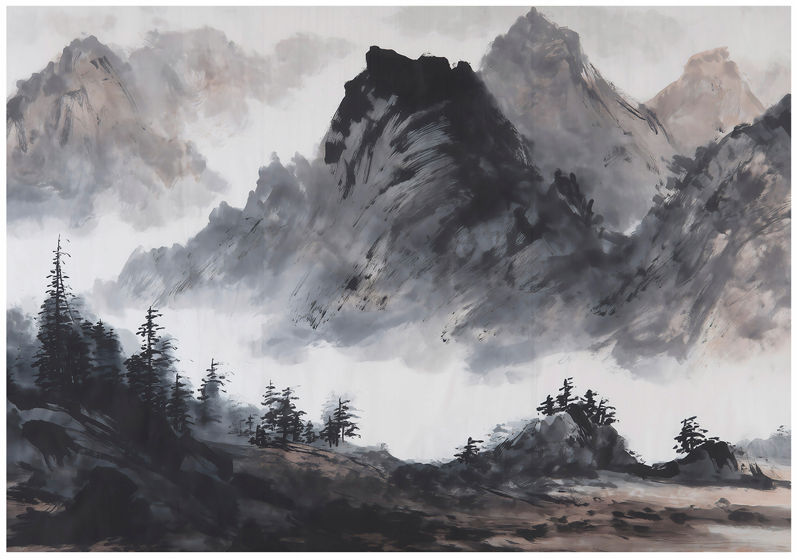 Vinylová Fototapeta Na Flizeline Hory Príroda Les Hmla Krajina Šedá 312x219