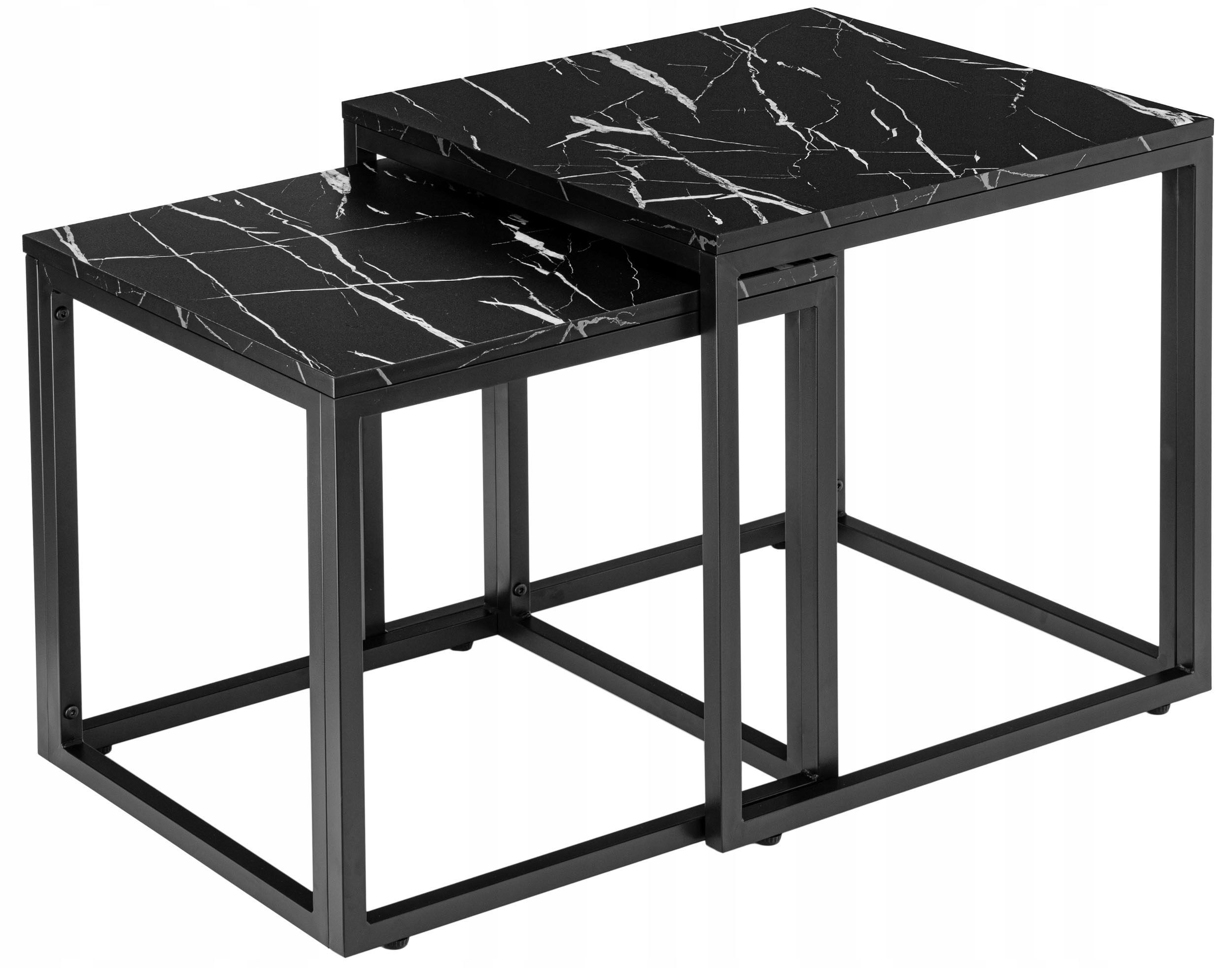 Set Konferenčních Stolků 2v1 Loft Stolek Kávový Imitace Marmoru Lavice Do Obýváku