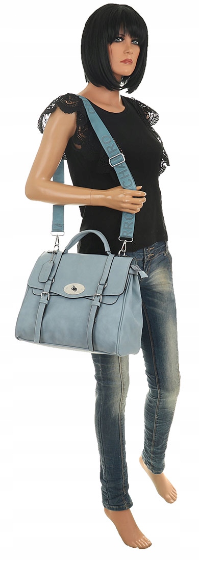 CHARRO Torebka Damska niebieski kuferek listonoszka CH73652 Wathet Głębokość produktu 12 cm