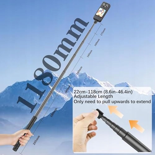 UNSTINCER Car Mount Selfie Stick 118cm for Insta360 Gopro Akaso — miniatura 4