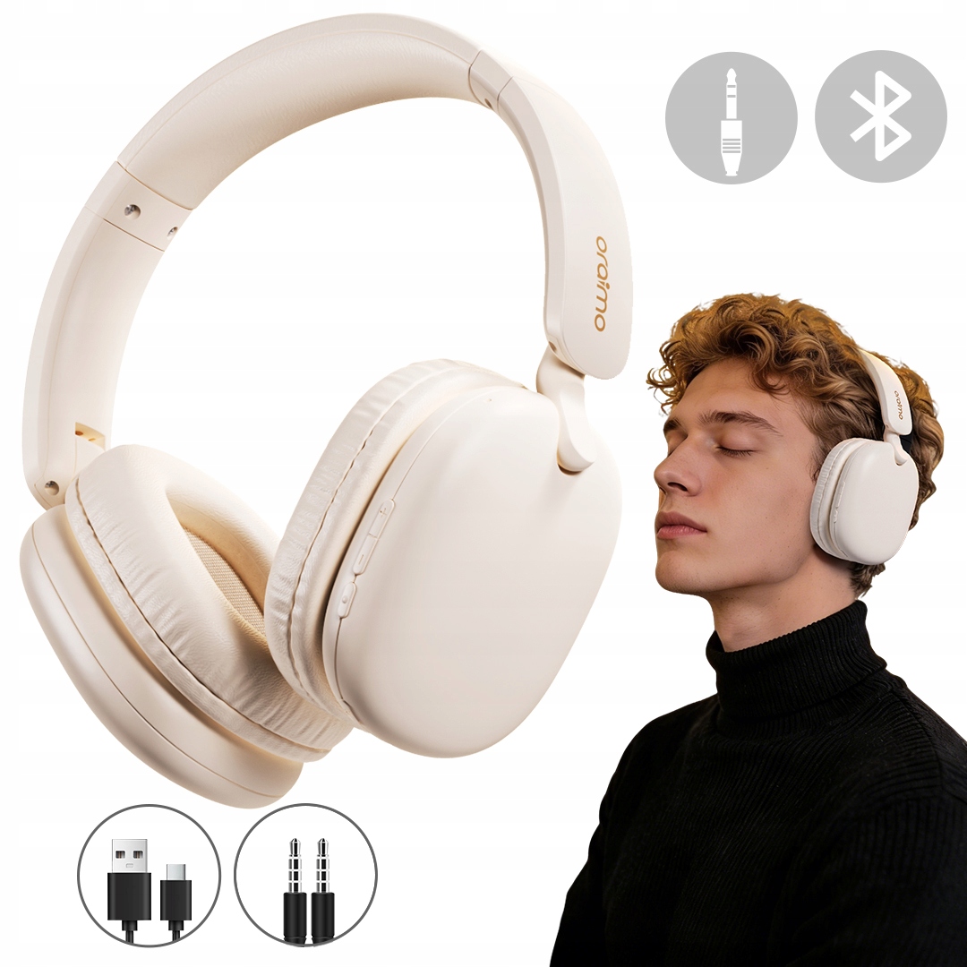 Oraimo Bezprzewodowe Słuchawki Nauszne Bluetooth BoomPop Lite Biały