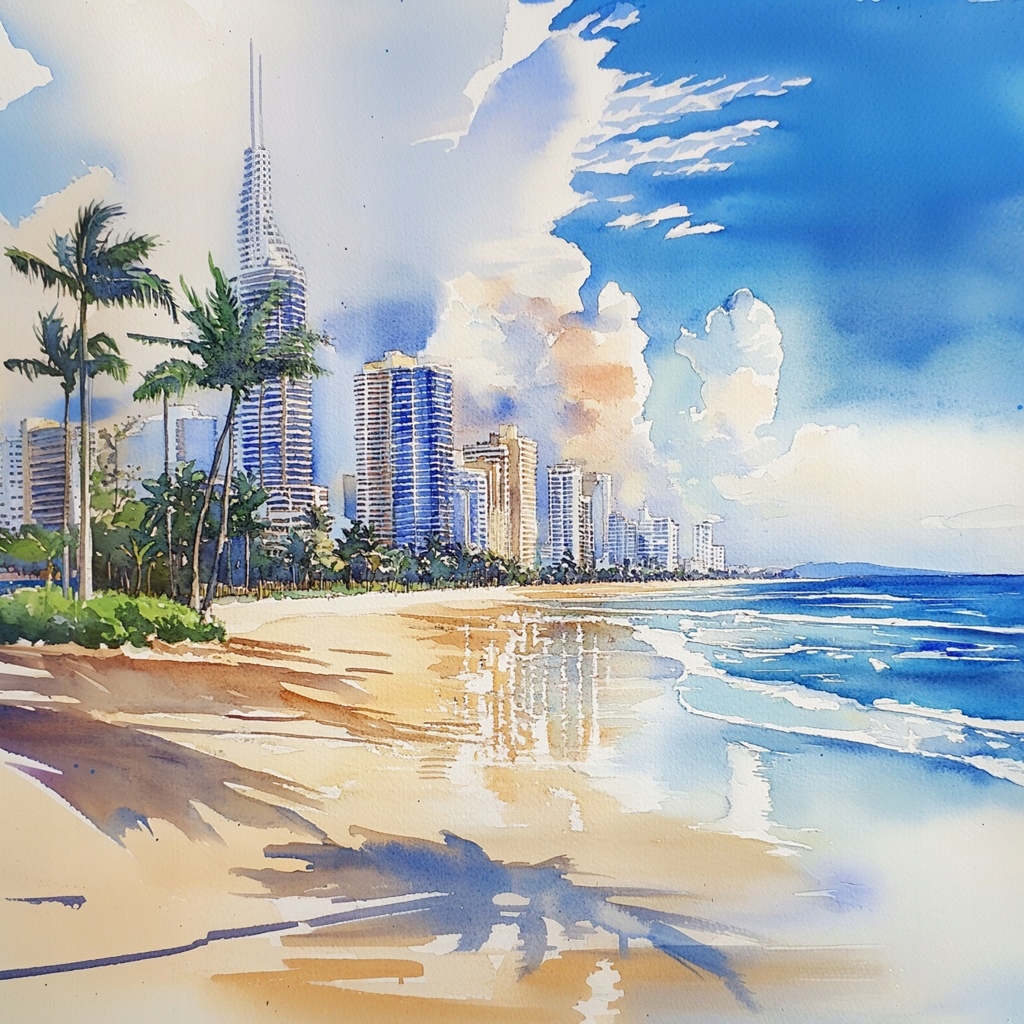 Obraz Na Plátně Canvas Krajina Město Pláž Oceán Mrakodrapy Austrálie 80x80
