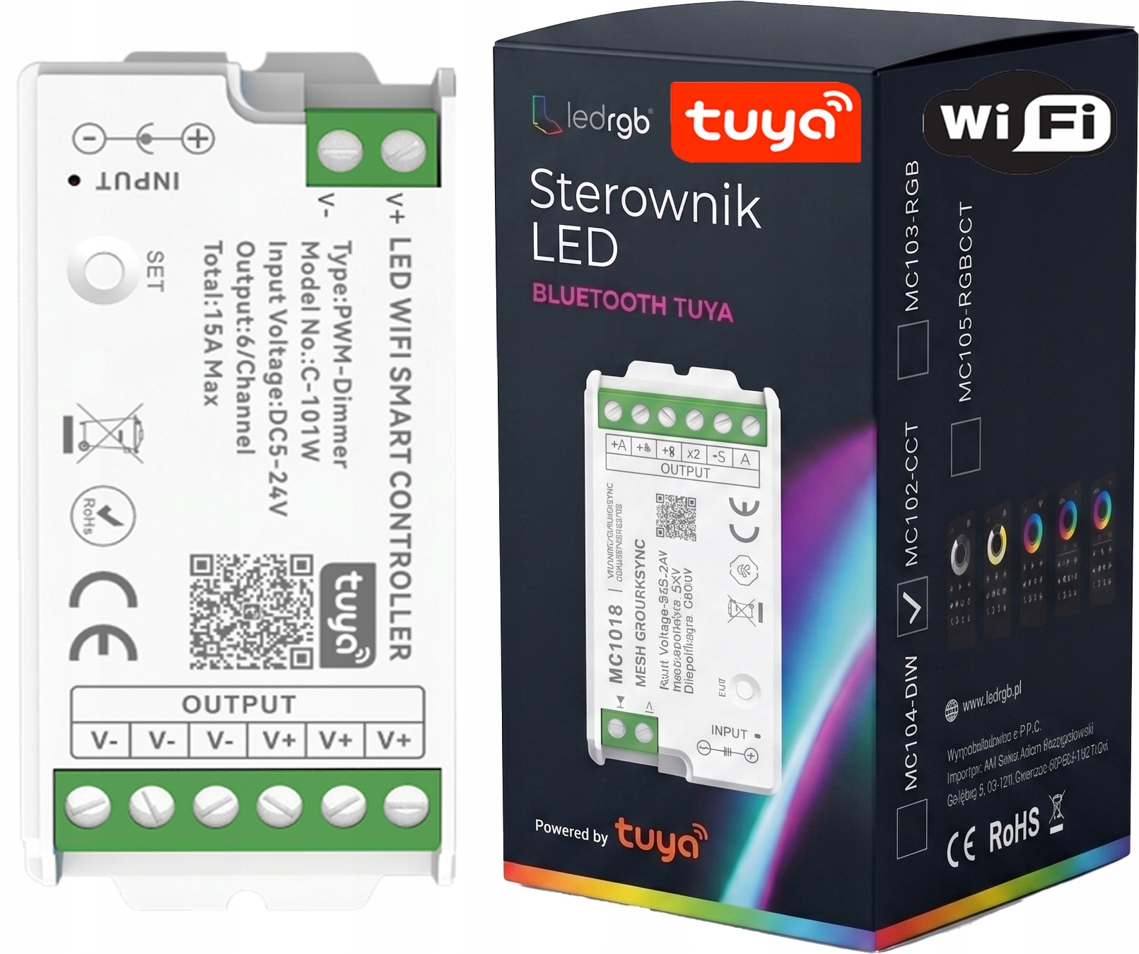 Rádiový regulátor stmívače pro Led pásky Cob Mono Wifi Tuya Zónová Zóna