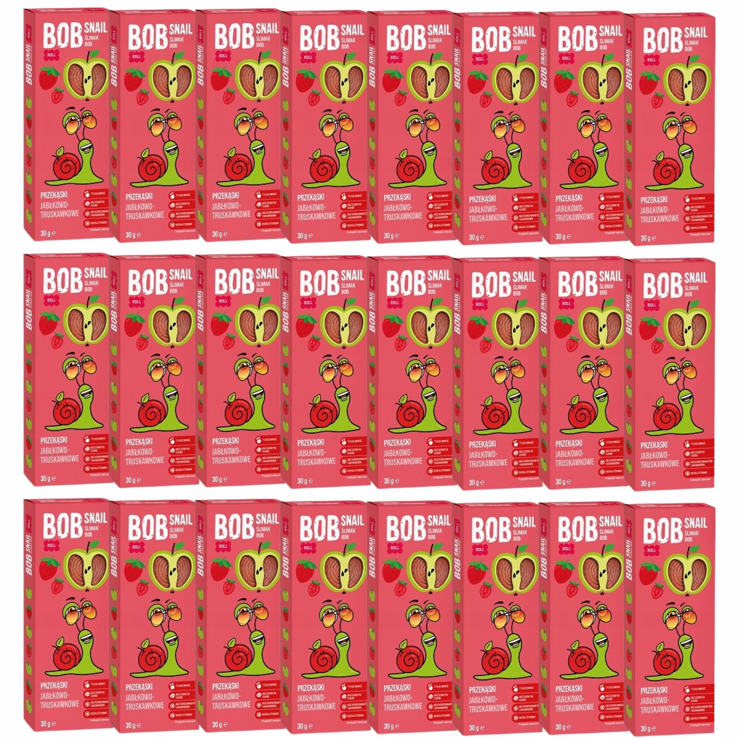 Żelki bez cukru Przekąska jabłkowo truskawka 30g Bob Snail ślimak 24x