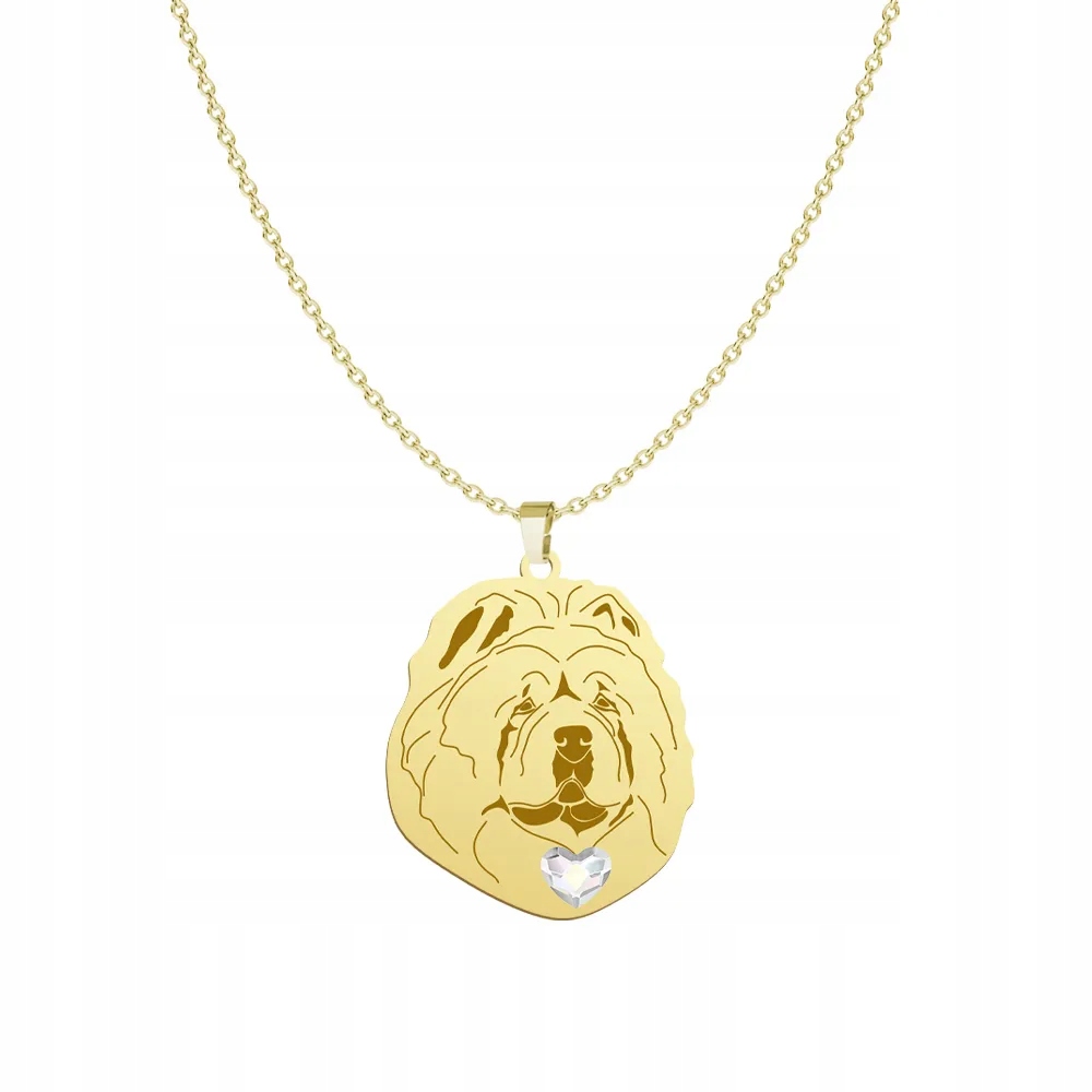 Zlatý náhrdelník s Chow chow 925 Dárek Žena Gravírování Dedikace Bonus