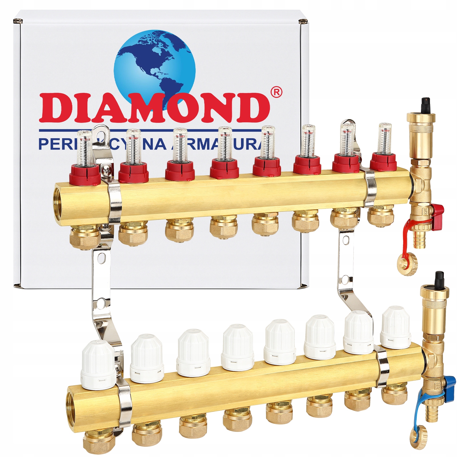 Rozdeľovač 8 Obvodov Podlahového Vykurovania Pre Mosadznú Podlahovú Krytinu Pex