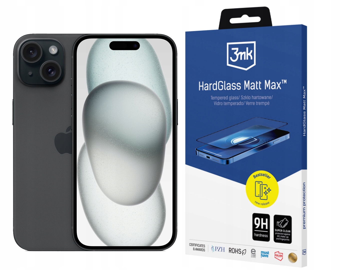 3MK Matné Tvrzené Sklo Hardglass Matt Max pro iPhone 15