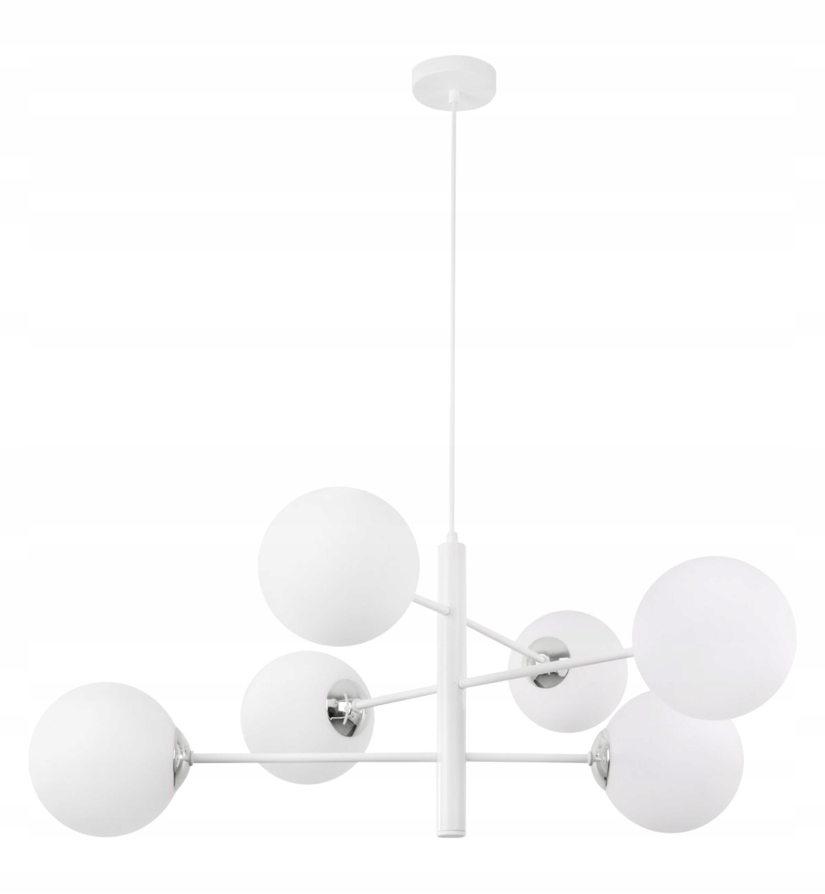 Stropní svítidlo Vicenza, závěsná, bílý lustr s chromovými doplňky, pro kuchyň