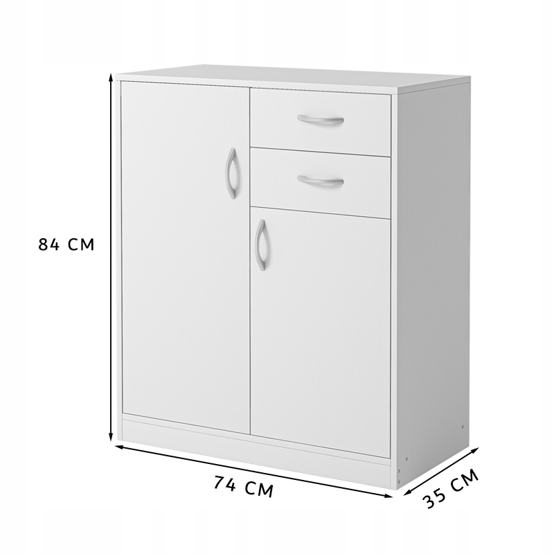 KOMODA NOWOCZESNA Z SZUFLADAMI I PÓŁKAMI LOFT BIAŁA REGAŁ SZAFKA DRZWI 74CM Kolor mebla biały