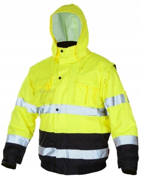 Výstražná zimní zateplená bunda s odnímatelnými rukávy Short B y M