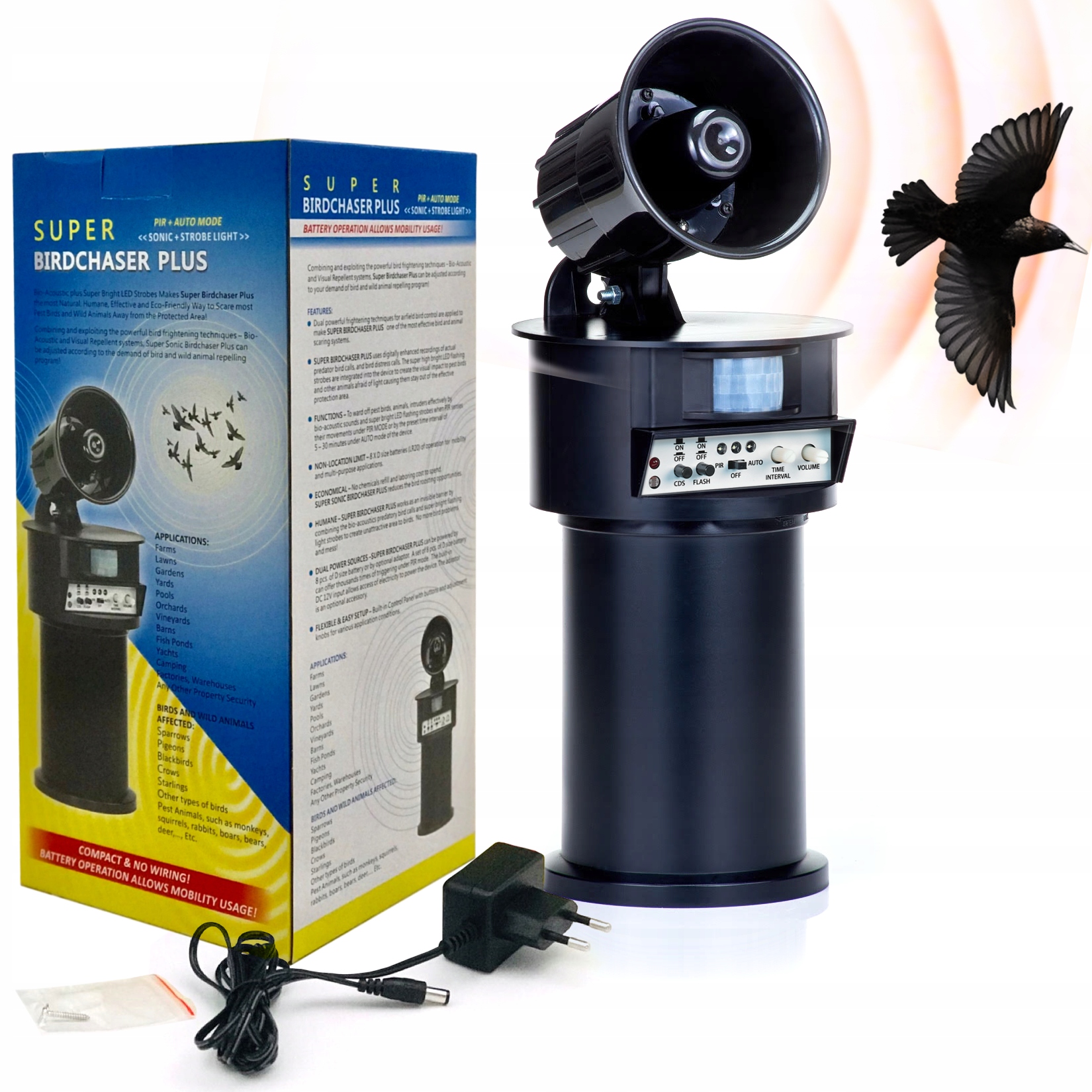 Odstraszacz Dźwiękowy Szczurów Ptaków Kun Myszy